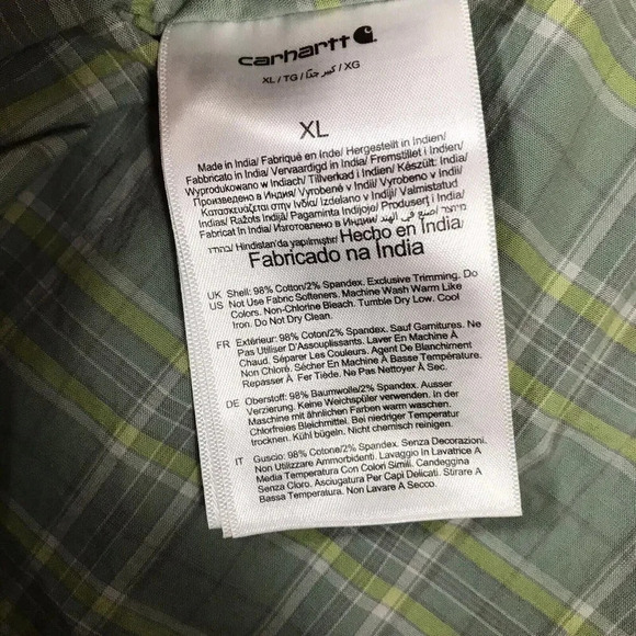 CARHARTT Rugged Flex Relaxed Fit Short Sleeve Button Shirt Mens XL Plaid Cotton - Picture 9 of 9